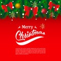 Christmas Red Background With Realistic Decoration Vector