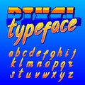 Pixel typeface. Retro arcade game alphabet font. Lowercase script letters. Royalty Free Stock Photo