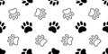 Dog Paw seamless pattern vector footprint cat bear kitten puppy scarf isolated cartoon tile background repeat wallpaper illustrati