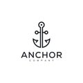 Line Art Anchor logo design inspiration - Vector