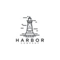 Simple Monoline Lighthouse / Searchlight logo design inspiration - Vector