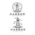 Simple Monoline Lighthouse / Searchlight logo design inspiration - Vector