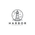 Nautical logo template design with tentacle and trident. Vector illustration. Royalty Free Stock Photo