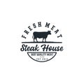 Vintage Cattle. Steak House / Beef logo design inspiration. Grill Restaurant emblem - Vector