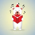 Cartoon icon , Cute white bear singing Merry Christmas.