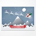 Cartoon,Santa Cross on Snow sled in the winter season Royalty Free Stock Photo