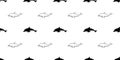 Dolphin seamless pattern fish illustration whale shark fin scarf isolated tile background repeat wallpaper black white Royalty Free Stock Photo