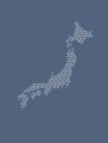 Japan vector map using white binary digits on dark background to mean digital country and the advancement of technology