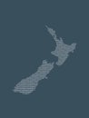 New Zealand vector map using white binary digits on dark background to mean digital country and the advancement of technology