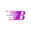 Initial letter B fast move logo vector purple pink color