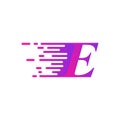 Initial letter e fast move logo vector purple pink color
