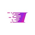 Initial letter I fast move logo vector purple pink color