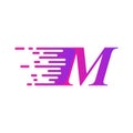 Initial letter M fast move logo vector purple pink color