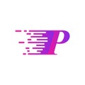 Initial letter P fast move logo vector purple pink color