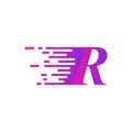 Initial letter R fast move logo vector purple pink color