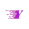 Initial letter Y fast move logo vector purple pink color