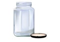 Clear glass jar with open lid isolated Royalty Free Stock Photo