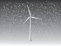 A cool wind turbine vector to generate electricity with snowfall in winter weather for renewable energy industry