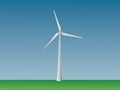 A cool wind turbine vector to generate electricity in open field and sky for renewable energy industry