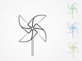 Colorful pinwheel icons or logos using lines vector illustration on white background
