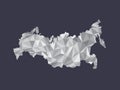 White color Russia low poly vector map with geometric shapes or triangles on black background illustration