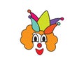 Cartoon flat vector clown face