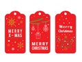 Elegante Christmas Label Pack in Red Style Vector