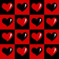 Black and red seamless pattern of hearts. Royalty Free Stock Photo