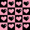 Pink and black seamless pattern of hearts Royalty Free Stock Photo