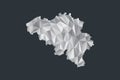 Low poly Belgium map vector of white color geometric shapes or triangles on black background