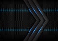 Abstract blue light arrow on black with hexagon mesh design modern luxury futuristic technology background vector