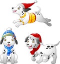 Cartoon Dalmatian dog wearing a winter hat and scarf