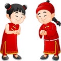 Cartoon Chinese Kids Royalty Free Stock Photo