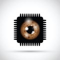Realistic eyeball on a microchip Royalty Free Stock Photo