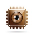 Realistic eyeball on a microchip Royalty Free Stock Photo