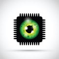 Realistic eyeball on a microchip Royalty Free Stock Photo