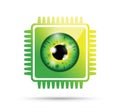 Realistic eyeball on a microchip Royalty Free Stock Photo