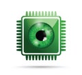Realistic eyeball on a microchip Royalty Free Stock Photo