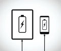 Tablet and cell phone battery charging icon