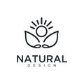 Organic life logo, Graceful monogram design template, Natural line art vector illustration. Royalty Free Stock Photo