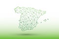 Spain map vector of green color geometric connected lines using triangles on light background illustration meaning network Royalty Free Stock Photo