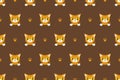 Vector cartoon character tabby cat seamless pattern