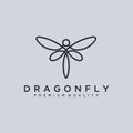 Unique dragonfly logo template. simple shape and color. vector. editable. Minimalist elegant Dragonfly logo design with line art s