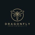 Unique dragonfly logo template. simple shape and color. vector. editable. Minimalist elegant Dragonfly logo design with line art s