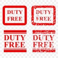 Four style rubber stamp effect, duty free, at transparent effect background Royalty Free Stock Photo