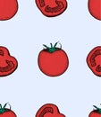 Tomato slice pattern. Tomato organic food photo-realistic vector illustration of healthy vegetable