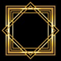 Art deco geometric border, gold on black Royalty Free Stock Photo