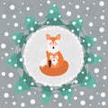 Greeting Card With Cute Red Foxes.