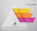 3 steps pyramid with free space for text on each level. infographics, presentations or advertising.