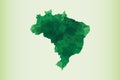 Brazil watercolor map vector illustration in green color on light background using paint brush on page